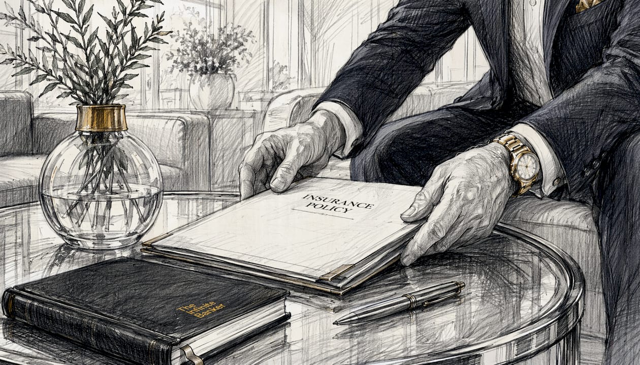 Hands placing insurance policy documents on table