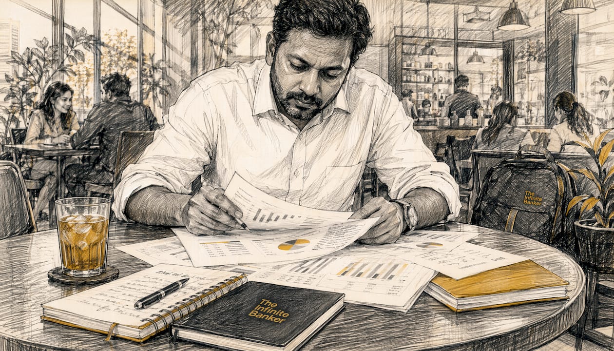 Entrepreneur reviewing privatized banking funding documents