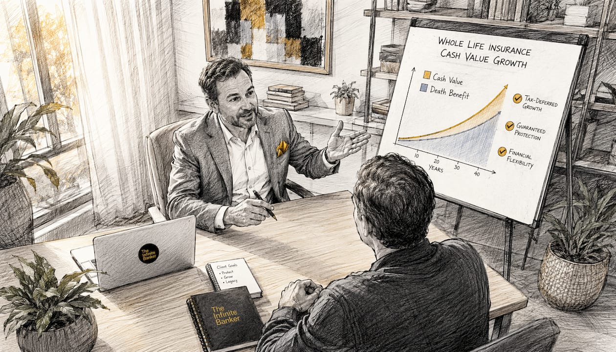 Financial advisor explaining cash value benefits