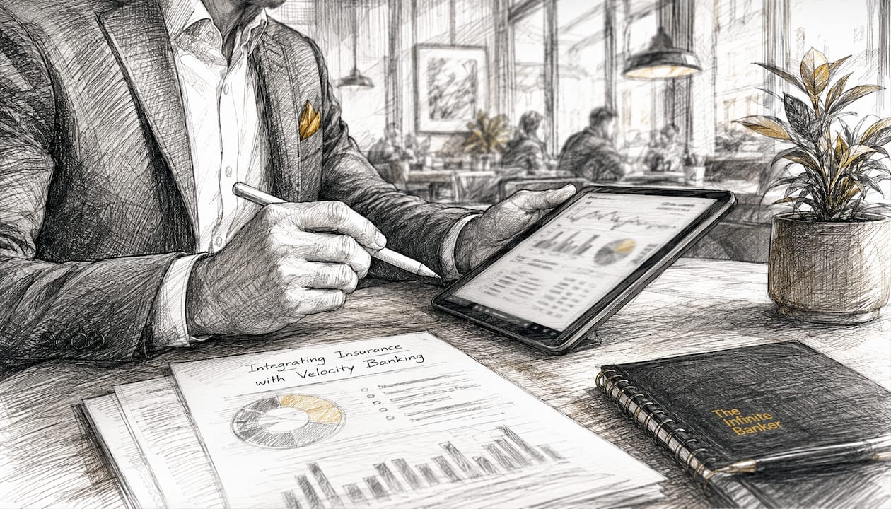 Financial planner analyzing policy and mortgage documents