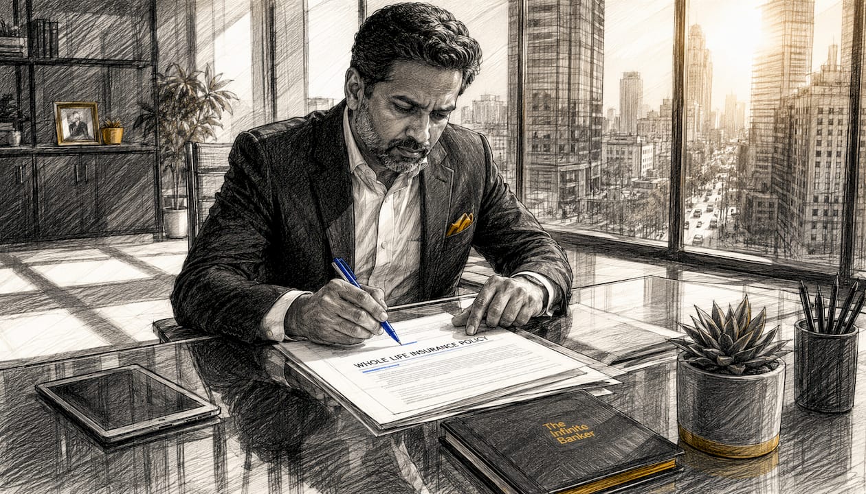 Financial advisor reviewing insurance policy documents