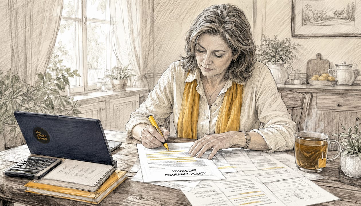 Investor reviewing insurance policy documents