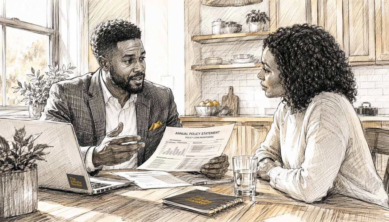Advisor discussing policy loan monitoring with client