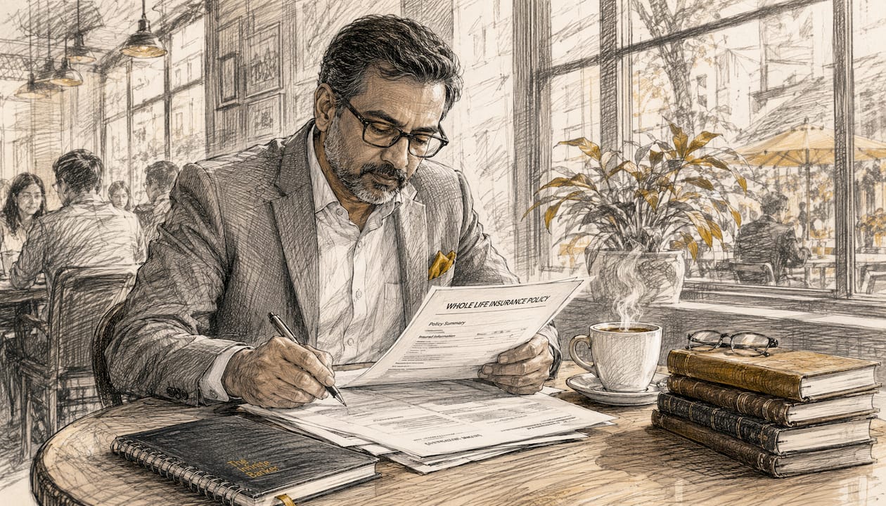 Man reviewing whole life policy lending documents