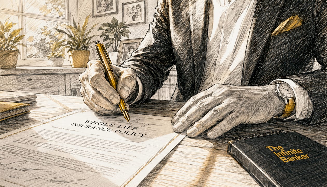 Close-up of hands signing insurance policy document