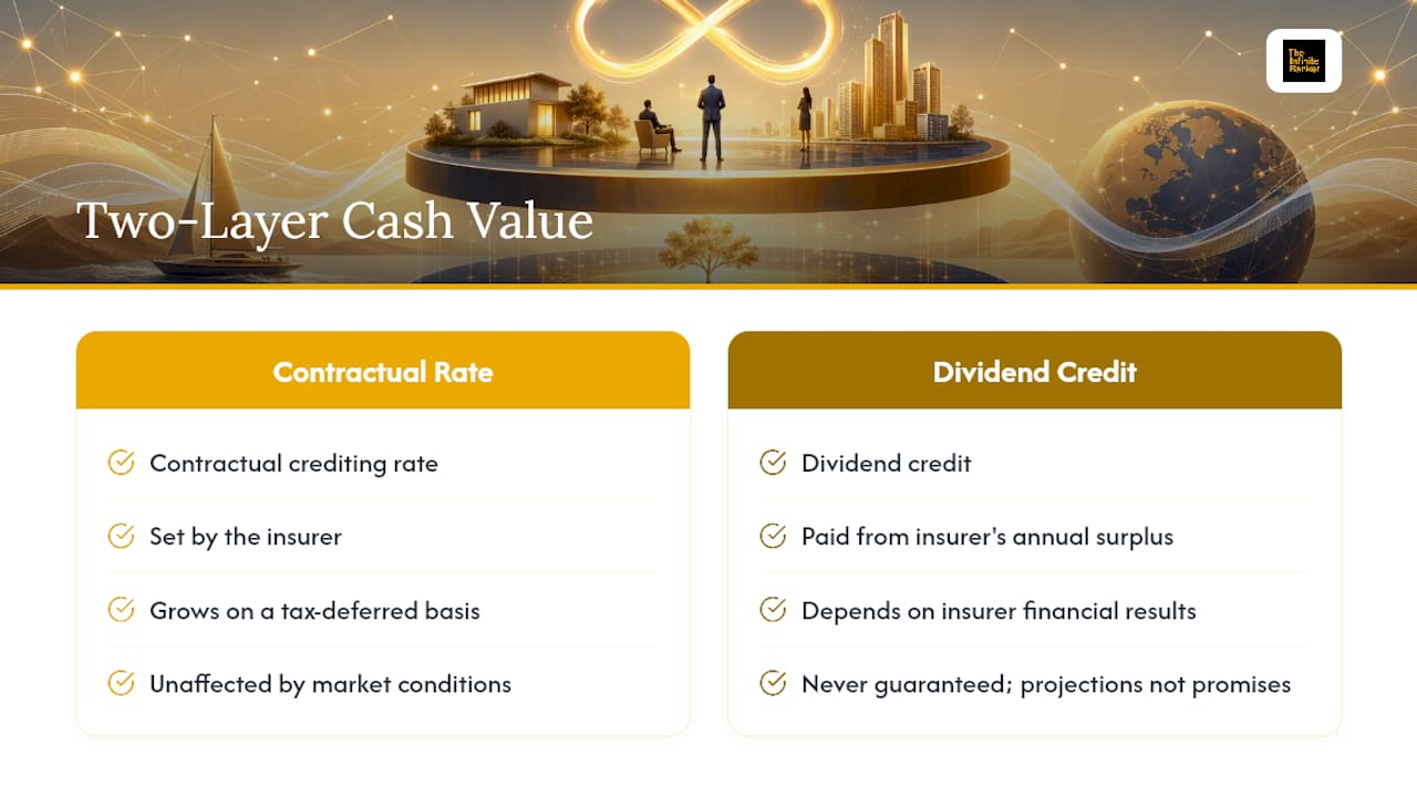 Diagram showing cash value layers in whole life insurance