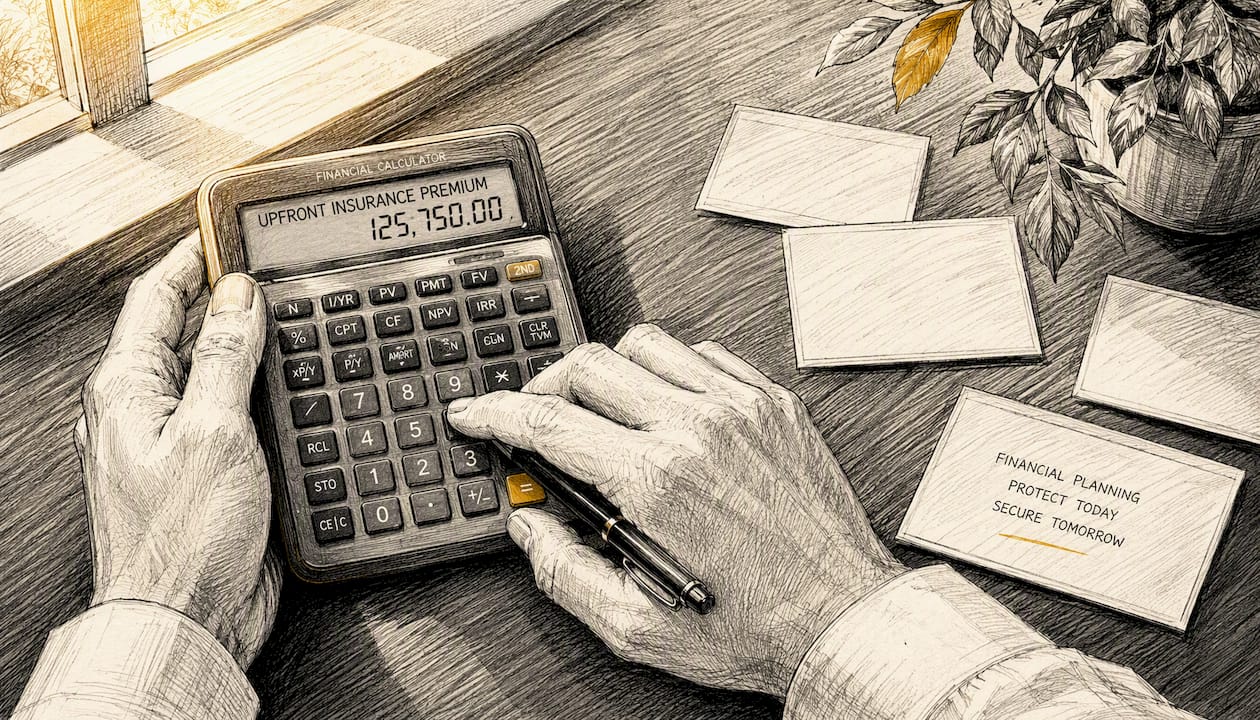 Hands calculating insurance premium
