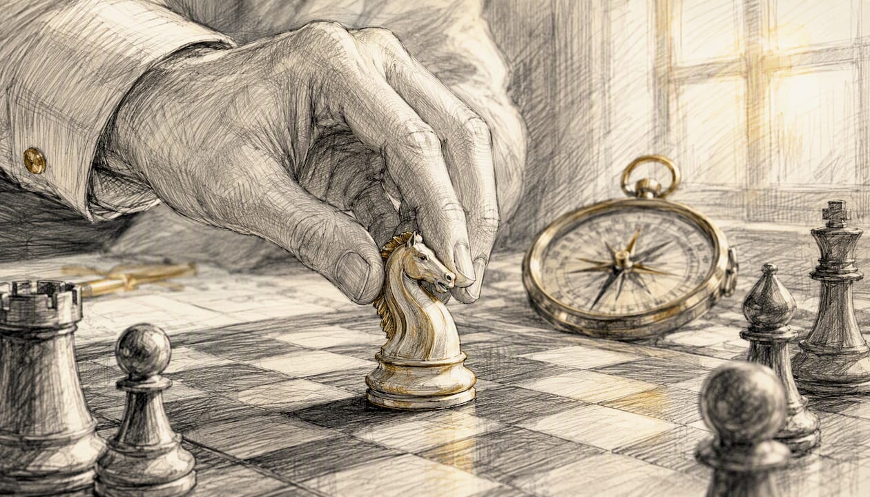 Hands placing chess piece symbolizing collateral