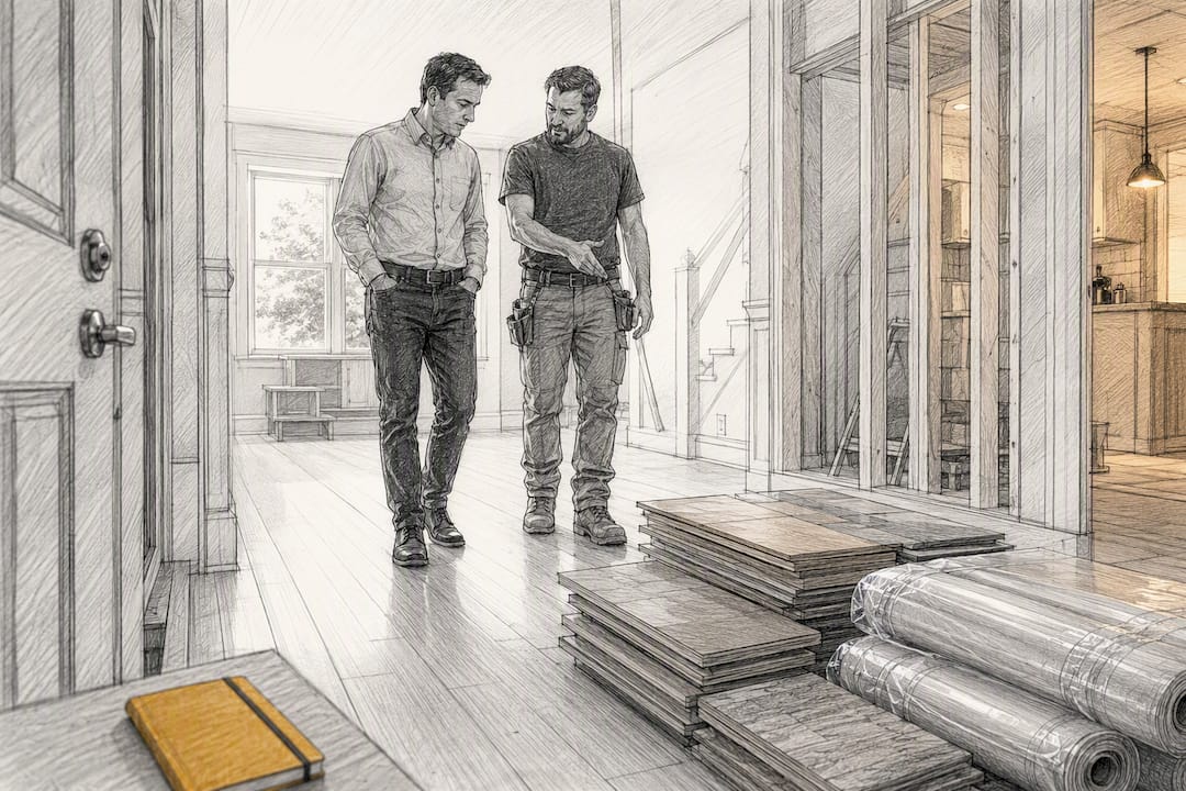 Entrepreneur reviewing renovation project funding