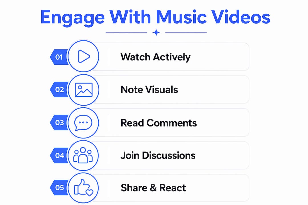 Infographic showing steps to engage with music videos