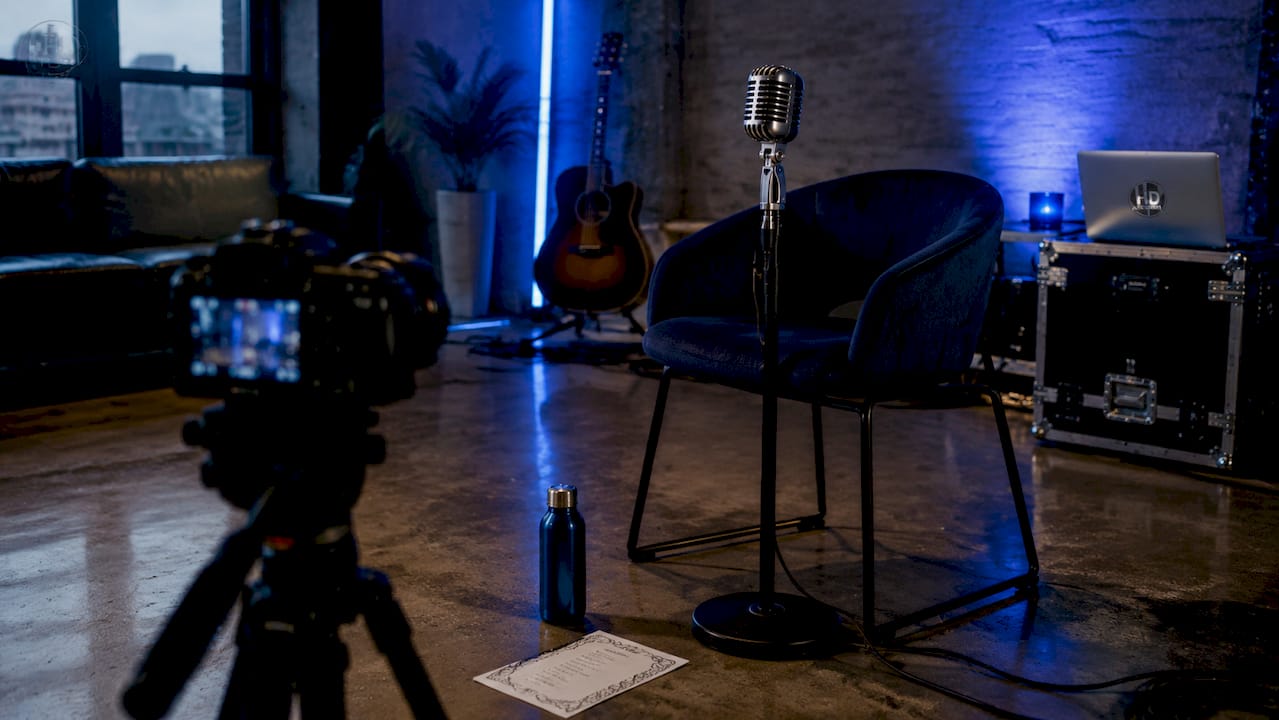 Setup for live music premiere streaming event