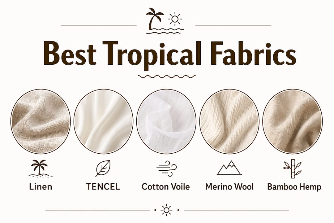 Infographic showing best tropical travel fabrics hierarchy