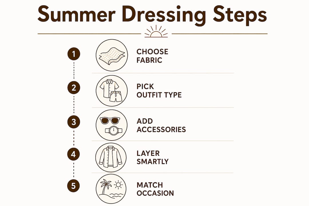 Infographic showing steps for summer social dressing