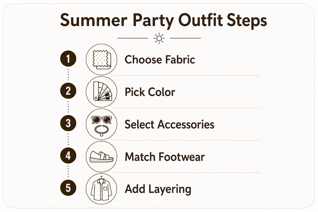 Infographic outlining five steps to summer party outfits