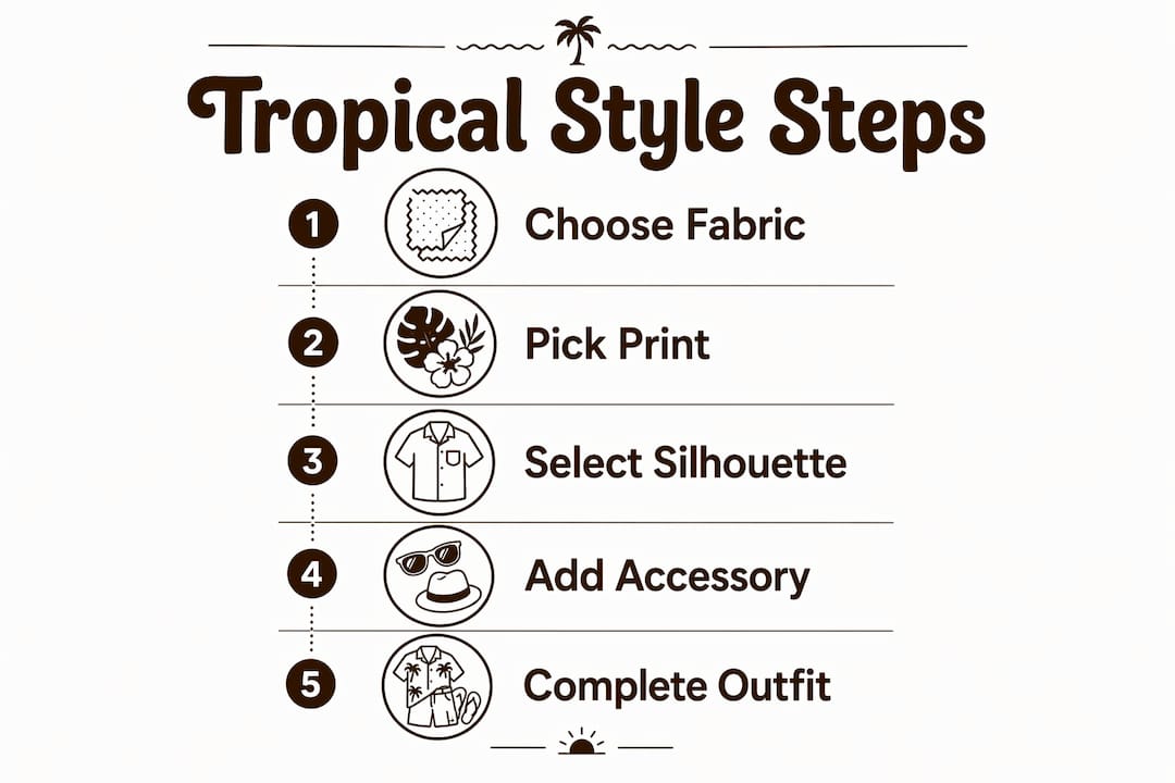 Infographic showing steps for tropical style outfit