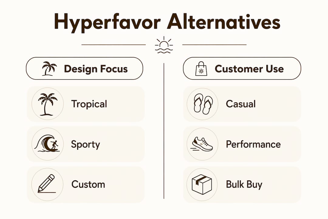 Infographic comparing Hyperfavor alternatives by design and customer use