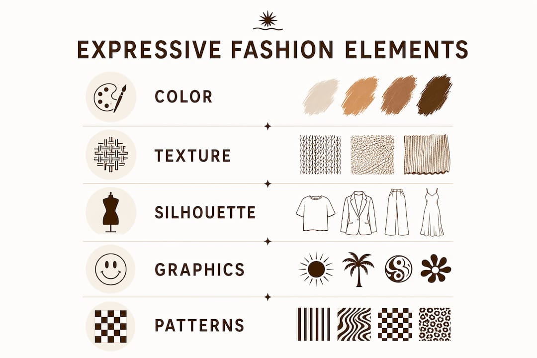 Infographic showing expressive fashion key elements