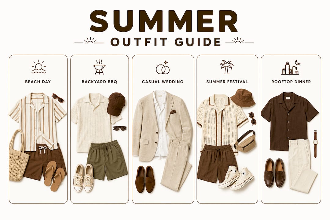 Infographic showing summer outfit guide by occasion