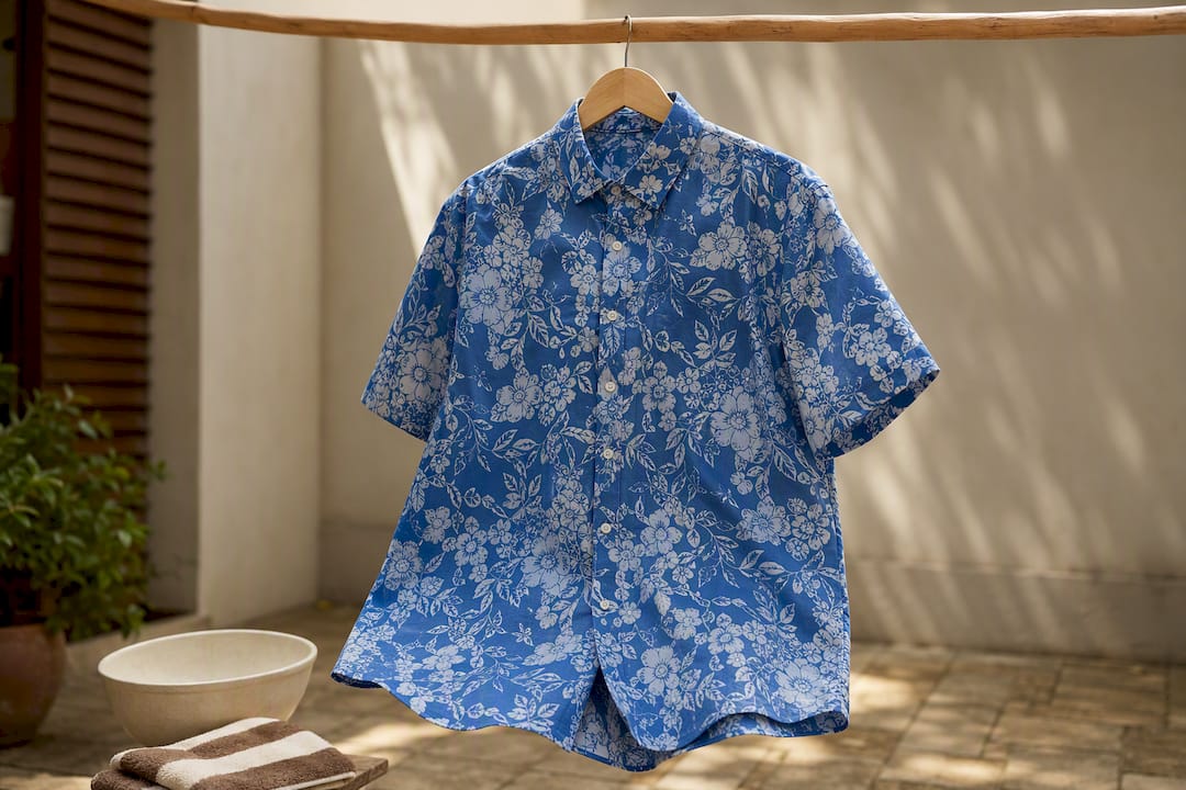 Patterned shirt air drying after stain treatment