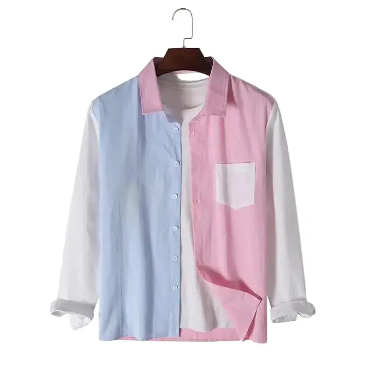 Colorblock Patch Long Sleeve Shirt