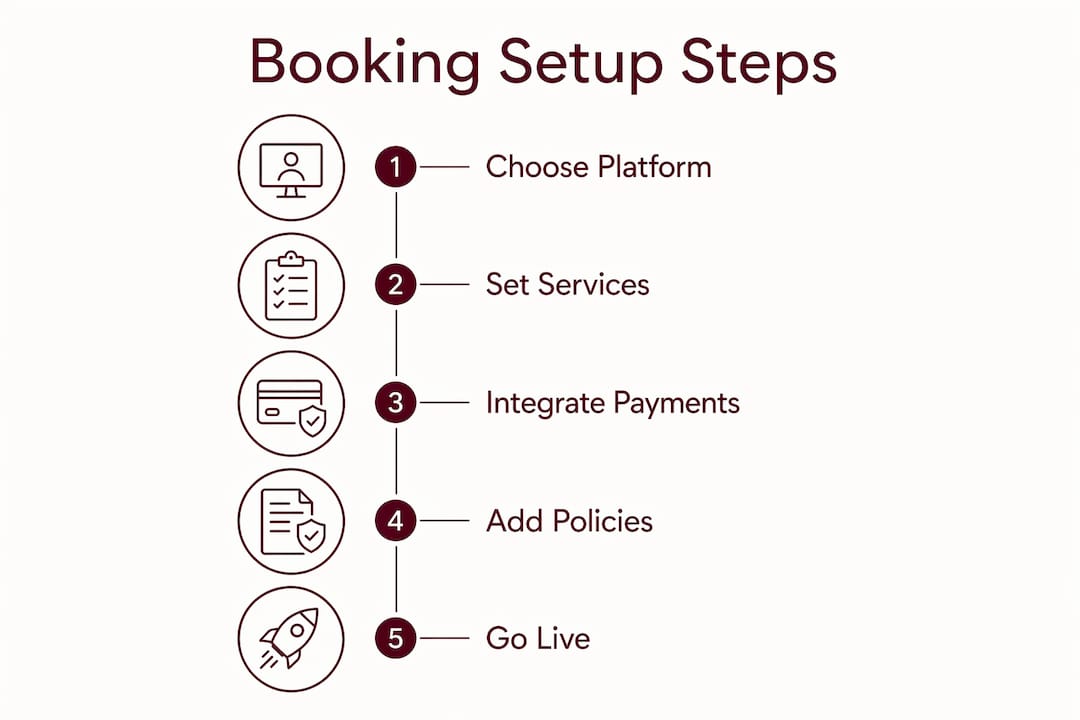 Infographic illustrating steps to set up online booking