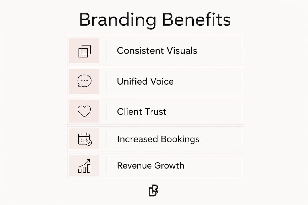 Infographic showing steps from brand consistency to increased bookings