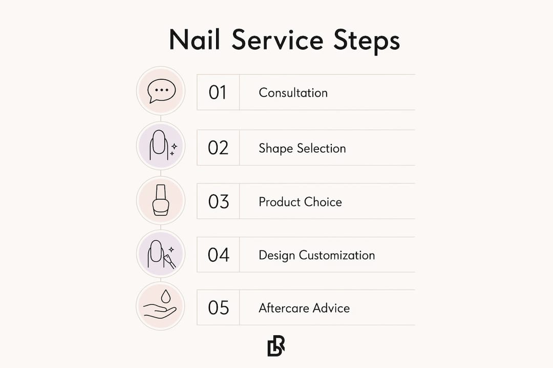 Infographic of custom nail service steps