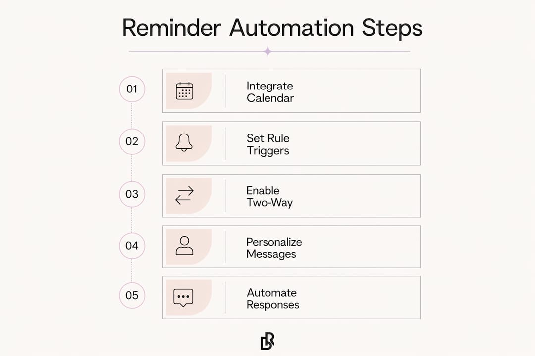 Infographic illustrating steps for automating appointment reminders
