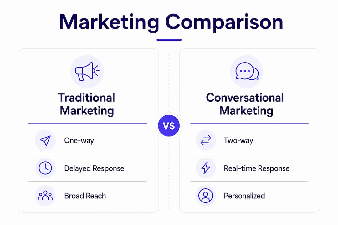 Infographic comparing conversational and traditional marketing