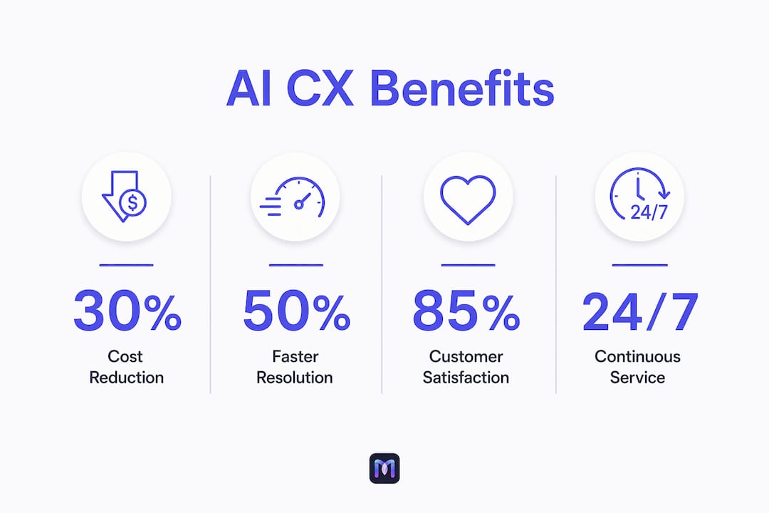 Infographic displaying key AI customer experience benefits