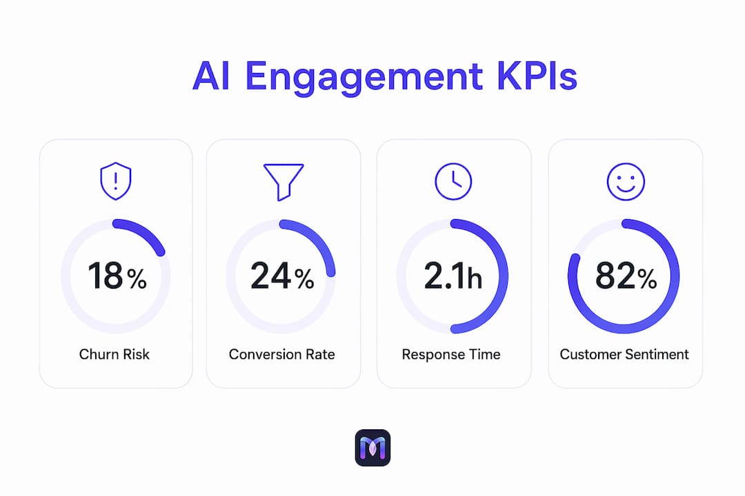 Infographic displaying key AI engagement performance metrics