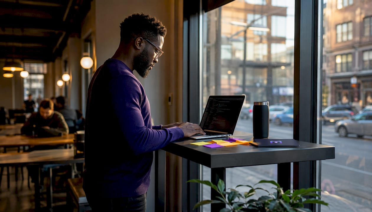 Engineer working on AI system integration code