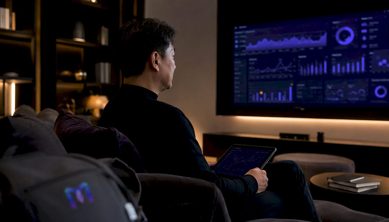 User interacting with fintech payment dashboard tablet