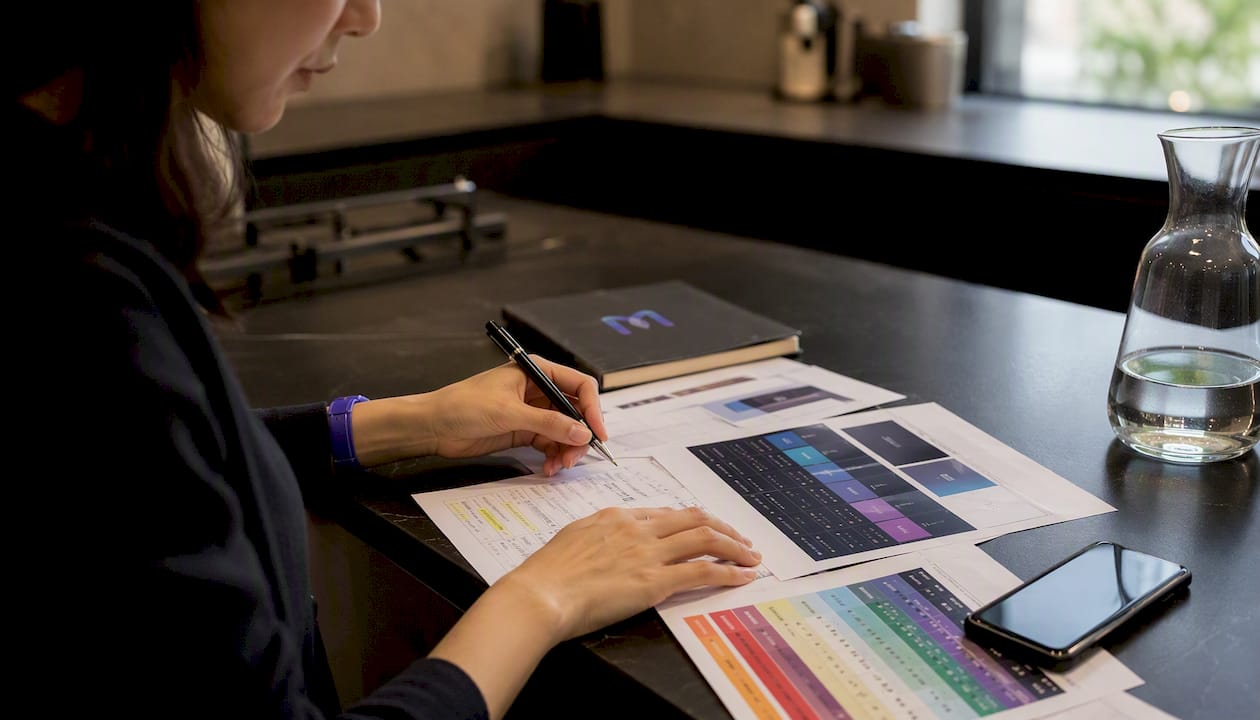 Hands reviewing AI tool comparison charts