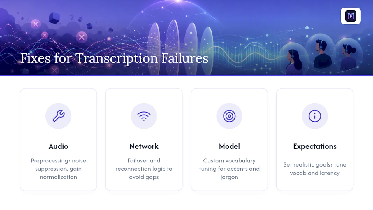 Four common live transcription failure sources