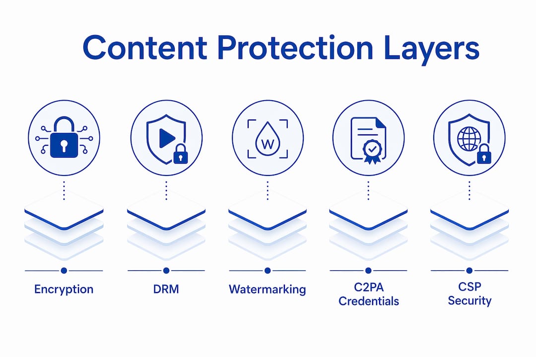 Infographic showing layered content protection technology