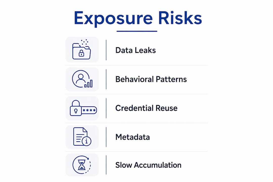 Infographic showing key dark web identity exposure risks