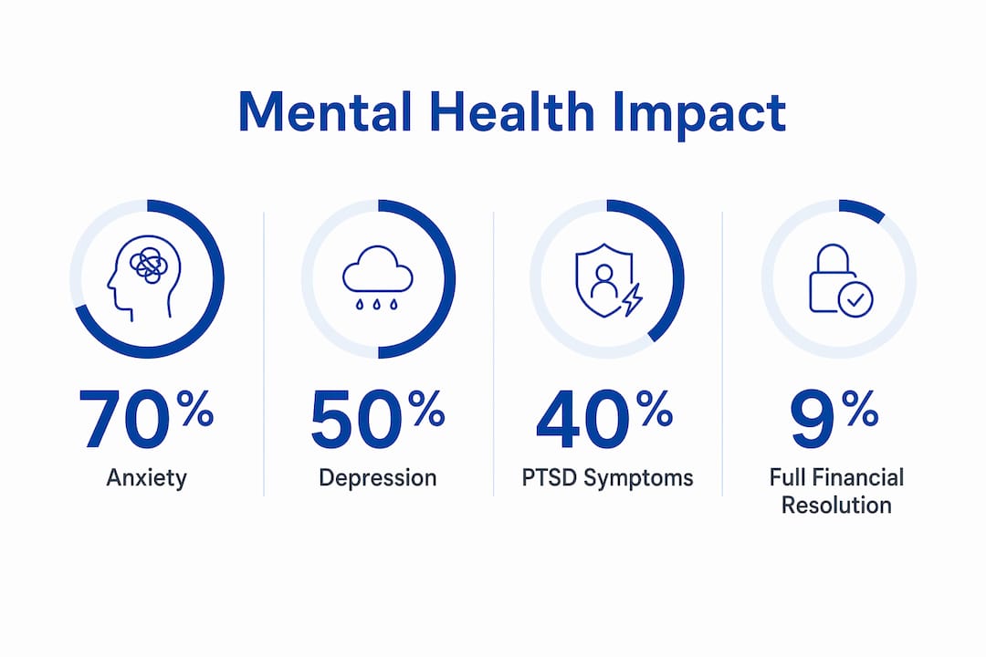 Infographic showing mental health statistics after identity theft