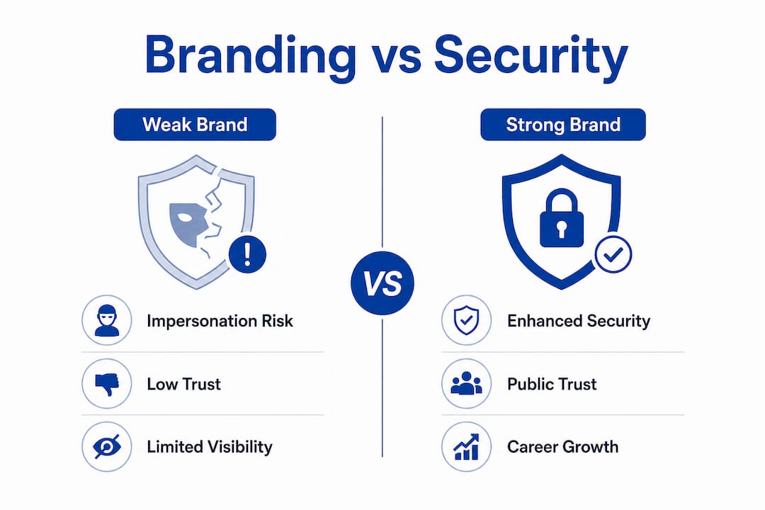 Infographic comparing weak and strong personal branding benefits