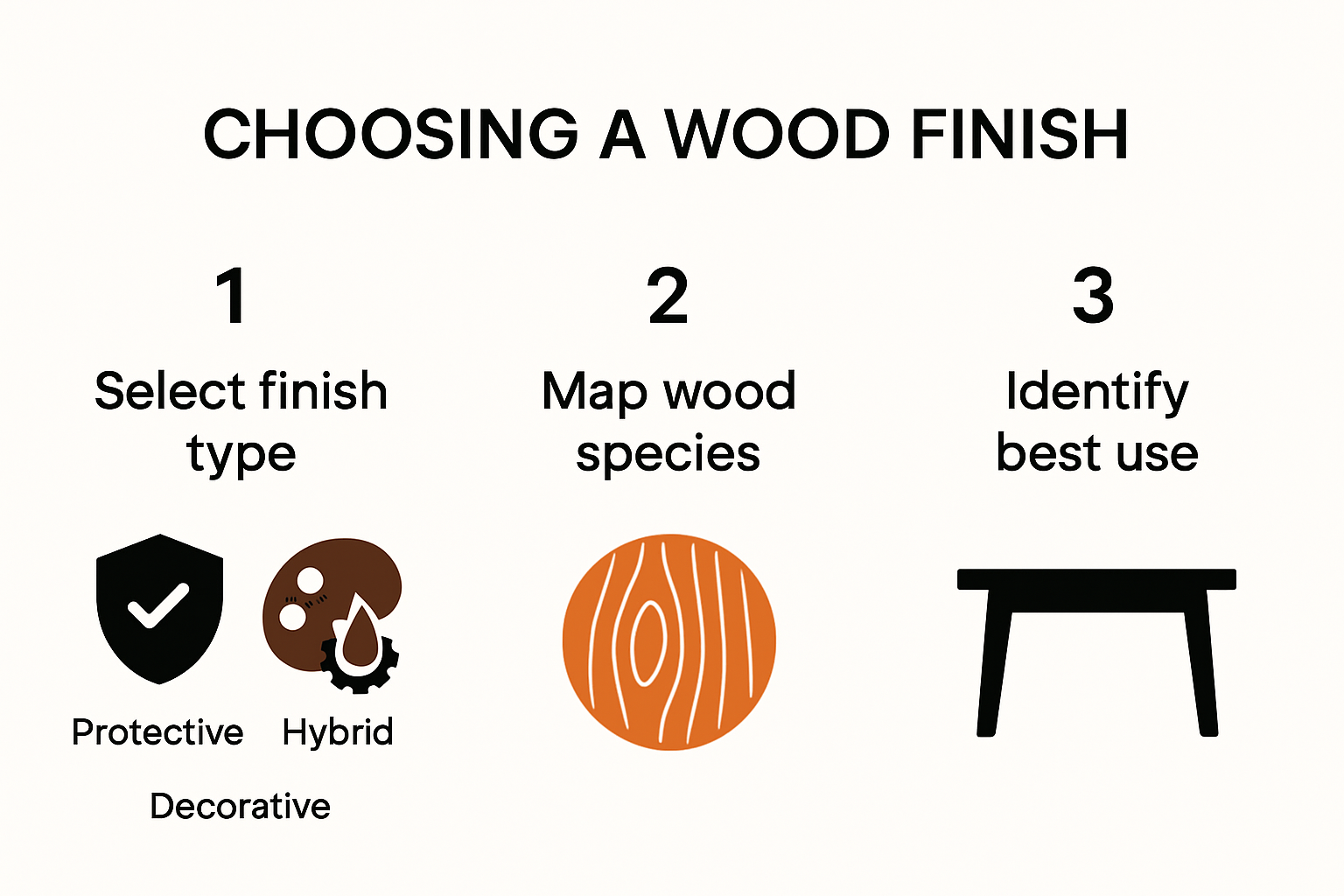 Infographic comparing wood finish types and selections