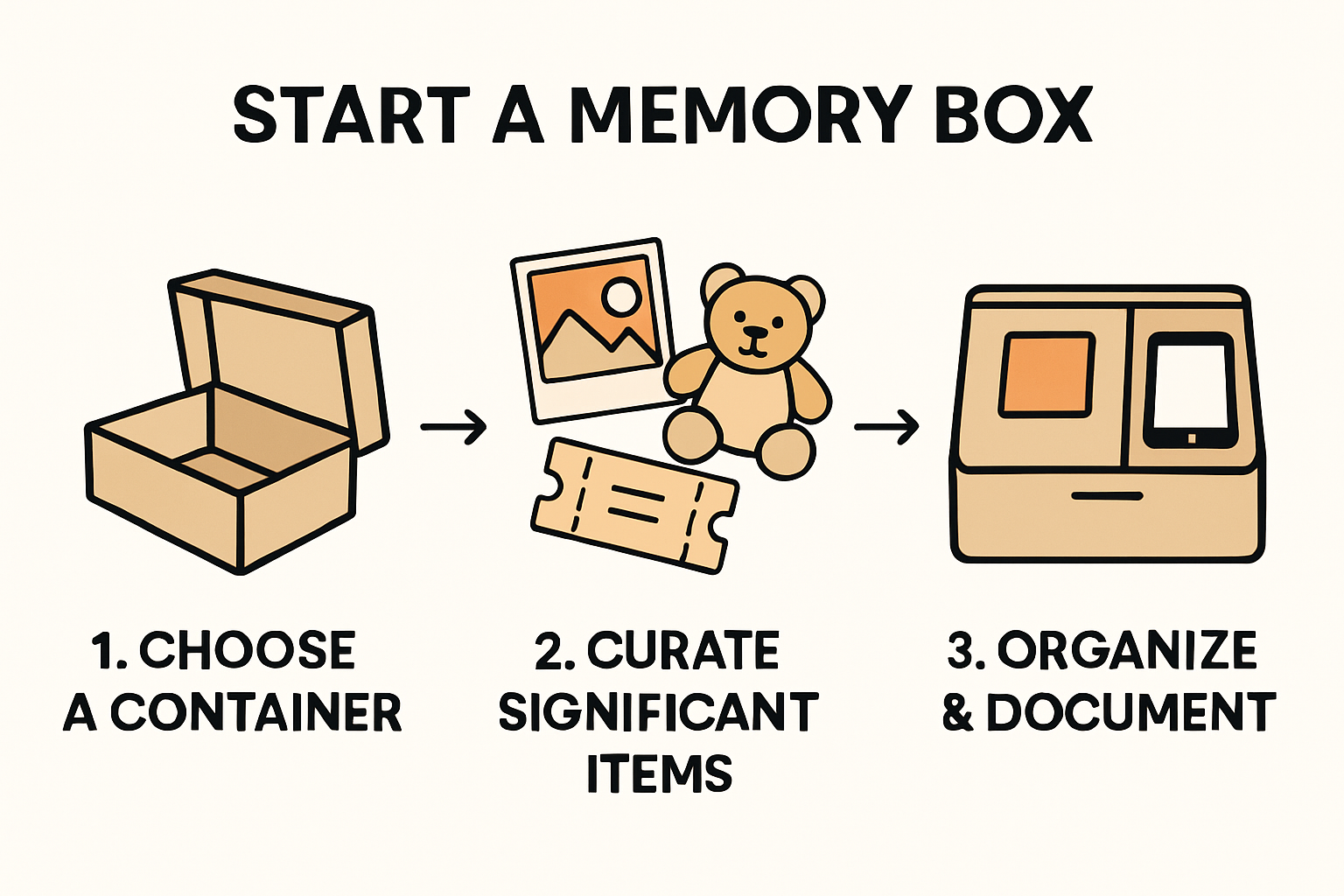 Step-by-step memory box creation infographic