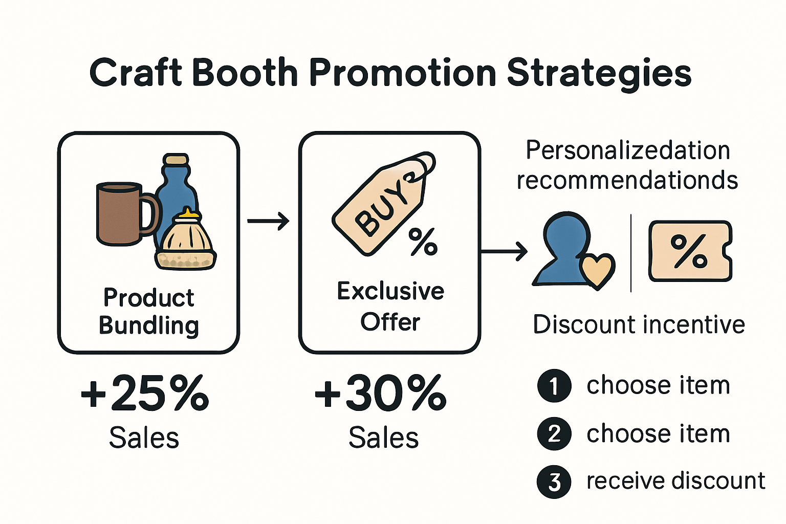 Infographic showing craft booth sales strategies and upselling techniques