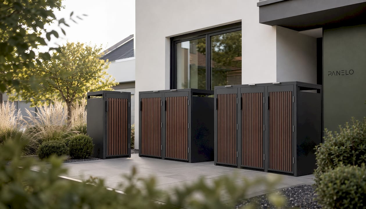 Mülltonnenbox 1er Eiche Nussbraun