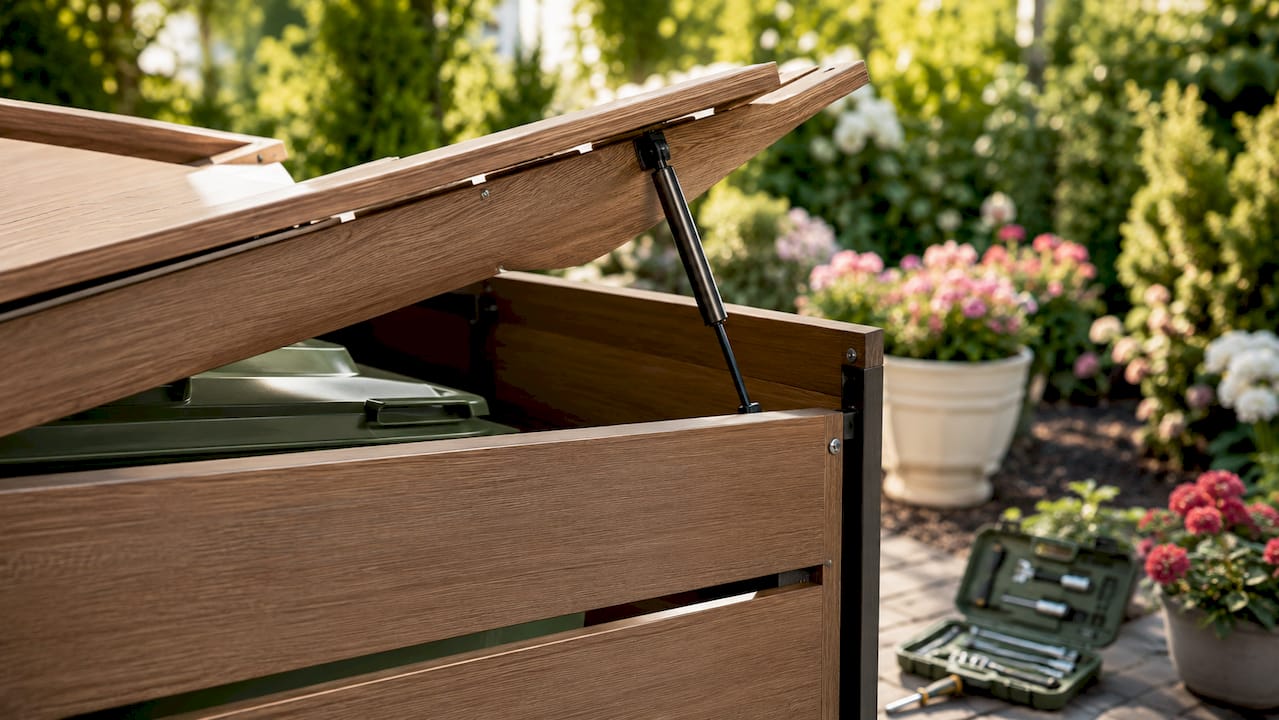 Detailansicht der Gasdruckfeder mit Soft-Close-Funktion