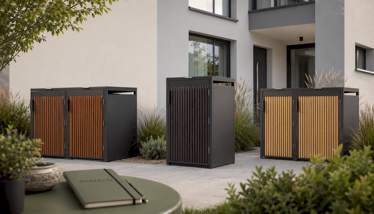 Mülltonnenbox 3er Eiche Nussbraun