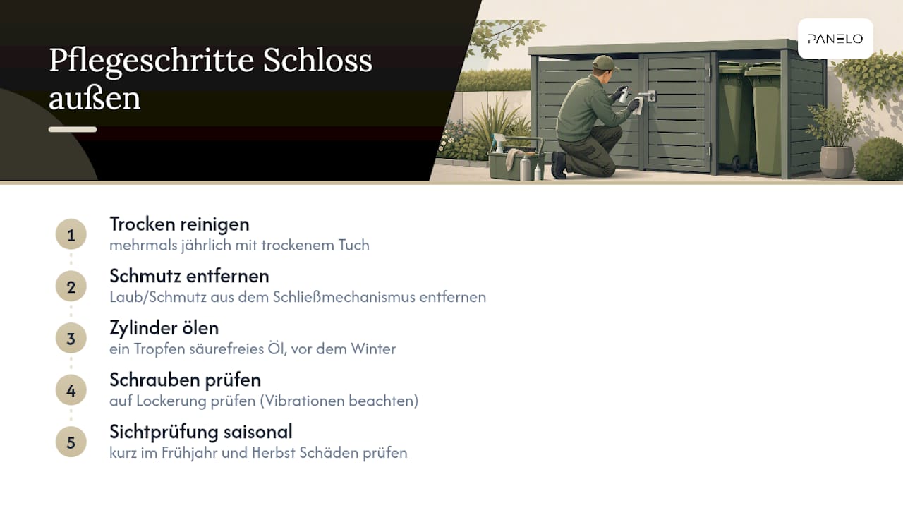 Drei Schritte zur Pflege eines Außenschlosses