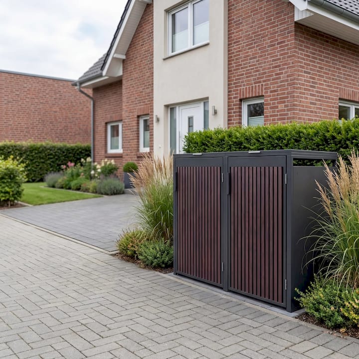 Mülltonnenbox 2er Eiche Graphite