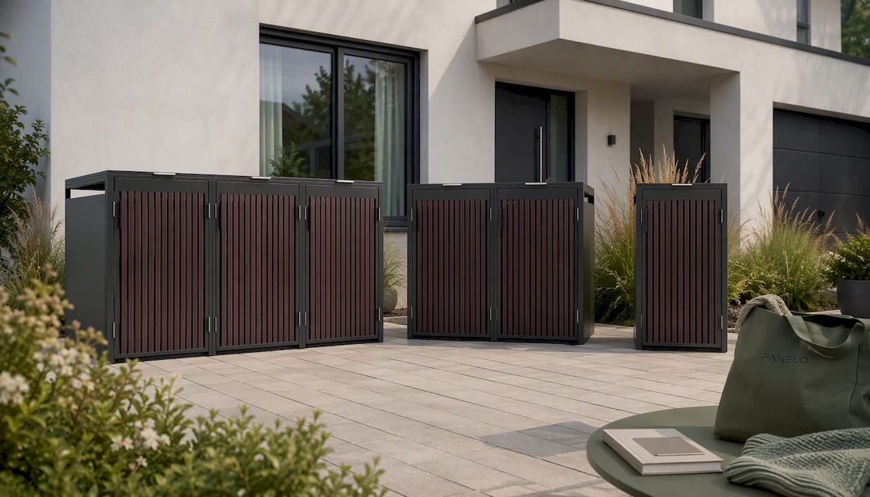 Mülltonnenbox 3er Eiche Graphite