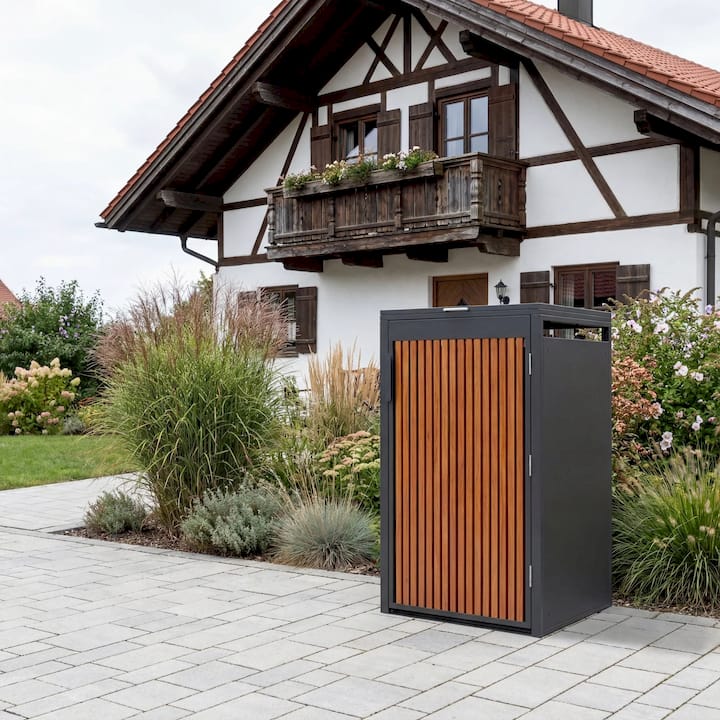 Mülltonnenbox 1er Eiche Nussbraun