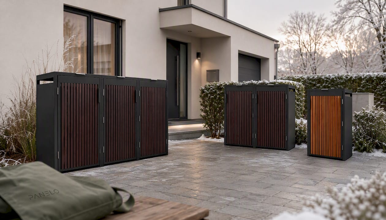Mülltonnenbox 3er Eiche Graphite